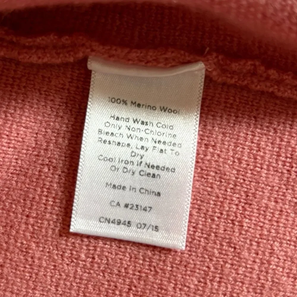Talbots Merino Wool Cardigan Sweater Jacket Open Front Womens XL Soft Pink